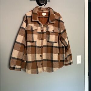 Ava & Viv Brown Plaid Utility Jacket